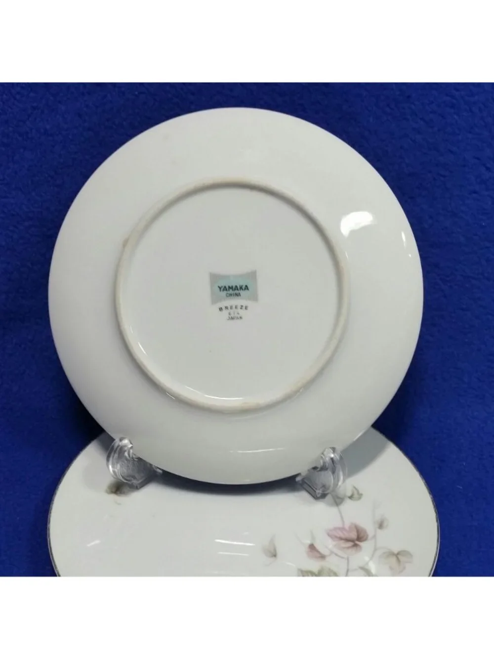 Yamaka China Breeze Bread & Butter Plate Set Pink Brown and Grey Leaves Set of 2